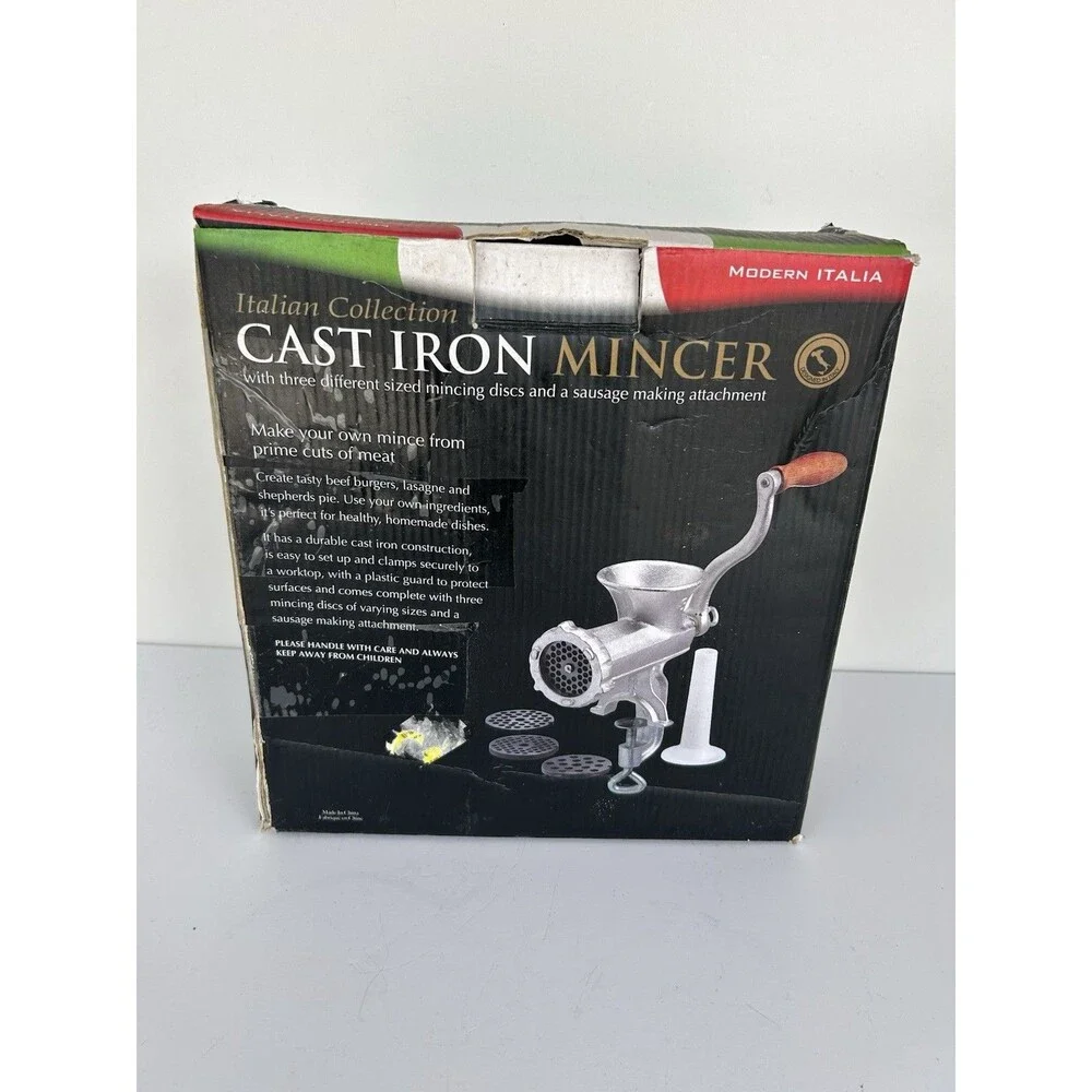 Italian Collection Cast Iron Mincer Meat Grinder Sausage Maker New Open Box